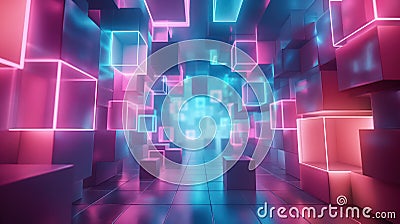 Futuristic glow neon abstract tech background. Generative AI Stock Photo