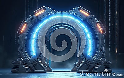Futuristic Glowing Gateway. created by generative artificial intelligence Stock Photo
