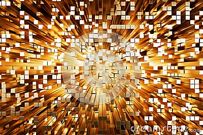 Futuristic Gold squares extruded Stock Photo