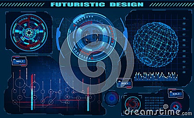 Futuristic graphic interface hud design, infographic elements, hologram of the globe. Theme and science, the theme of Vector Illustration