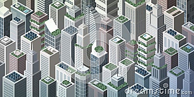 Futuristic green city Vector Illustration