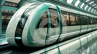 Futuristic green hydrogen train, sustainable clean energy solution for buildings Stock Photo