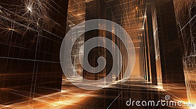 Futuristic grid of internet technologies with cobwebs symbolizing massive data in 3d render Stock Photo