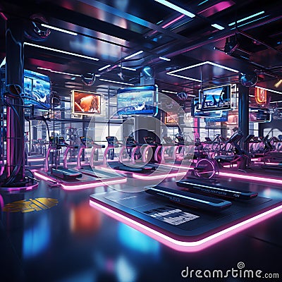 Futuristic Gym Setup Inspired by Revolutionary Regimen Stock Photo