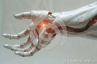 Futuristic hand of an artificial intelligence robot. Generative AI Stock Photo