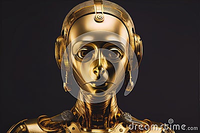 Gold brass looking humanoid robot cyborg Stock Photo