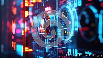 Futuristic head up display showing real time data analysis and performance metrics Stock Photo