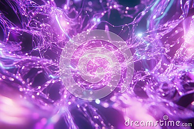 A futuristic holographic energy core, radiating glowing AI-driven data streams, pulsating cybernetic Stock Photo