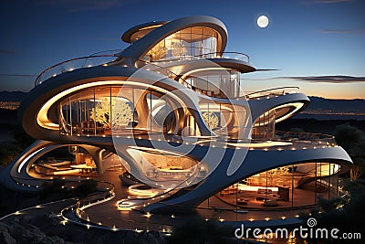 Futuristic home. Many houses. Real estate concept Stock Photo