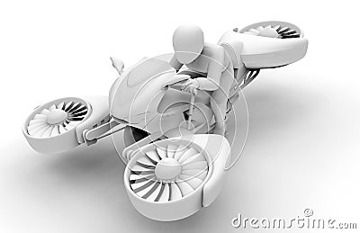 Futuristic hover bike concept 3D Cartoon Illustration