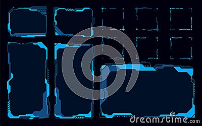 Futuristic HUD abstracts.Future elements blue monochome theme concept background.vector and illustration Cartoon Illustration