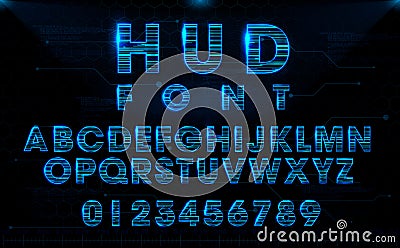 Futuristic HUD blue vector font design Vector Illustration