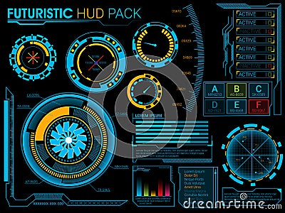 Futuristic HUD elements set. Stock Photo