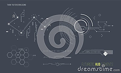 Futuristic HUD elements vector collection. Space technology background graphic design objects. Vector Illustration