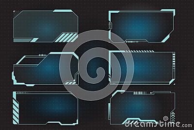 Futuristic HUD frames for call out and control panel. Screen elements set of Sci Fi User Interface for Gaming UX UI. Vector Stock Photo