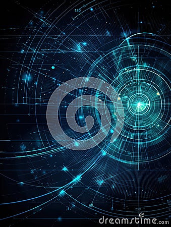 Futuristic HUD Interface Showcasing Circular Radar and Dynamic Motion Trails in a High-Tech Environment Stock Photo