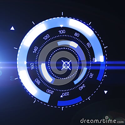 Futuristic HUD Target UX UI Interface. Cartoon Illustration