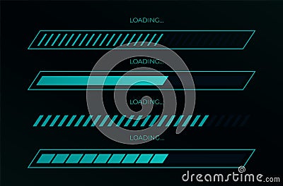 Futuristic hud ui infographic design. Sci-fi interface, high tech bars, gaming panel dashboard design. Vector Vector Illustration