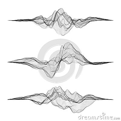 Futuristic Hud, ui vector grid. Music sound waves set Vector Illustration