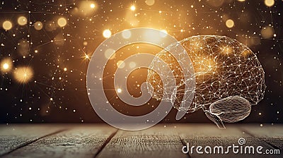 futuristic human brain in futuristic space, representing AI, IQ analysis, artificial intelligence, neural network potential, and Stock Photo