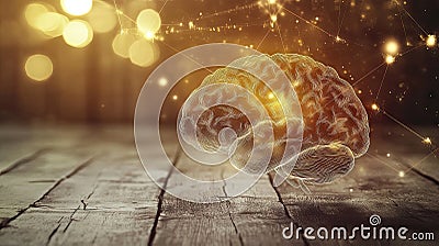 futuristic human brain in futuristic space, representing AI, IQ analysis, artificial intelligence, neural network potential, and Stock Photo