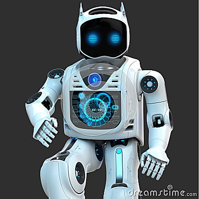 A futuristic human robot design possessing intelligent movement and adaptation abilities. Stock Photo