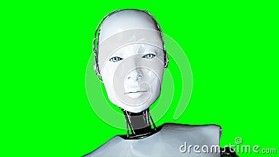 Futuristic humanoid female robot isolate on green screen. Realistic 3d rendering. Stock Photo