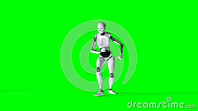 Futuristic humanoid female robot isolate on green screen. Realistic 3d rendering. Stock Photo