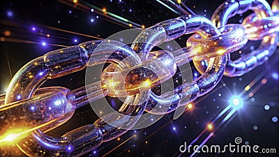 Decentralized Data Management A Secure Blockchain Network for Enhanced Cyber Security Using Cryptographic Node Cartoon Illustration