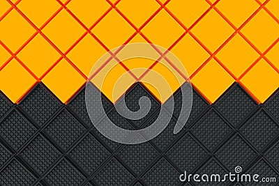 Futuristic industrial background made from black and orange square shapes Cartoon Illustration