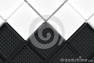 Futuristic industrial background made from black and white square shapes Cartoon Illustration