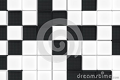 Futuristic industrial background made from black and white square shapes Cartoon Illustration