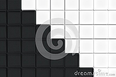 Futuristic industrial background made from black and white square shapes Cartoon Illustration