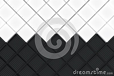 Futuristic industrial background made from black and white square shapes Cartoon Illustration