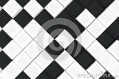 Futuristic industrial background made from black and white square shapes Cartoon Illustration