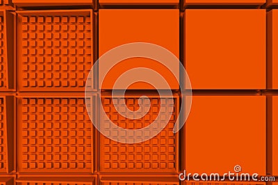 Futuristic industrial background made from orange square shapes Cartoon Illustration