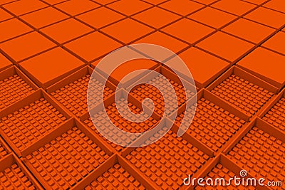 Futuristic industrial background made from orange square shapes Cartoon Illustration