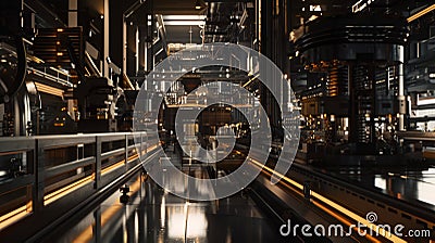 Futuristic Industrial Facility Interior with Advanced Technology Stock Photo