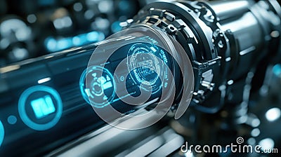 Futuristic industrial pipeline monitoring system displaying data Stock Photo