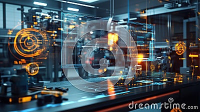 Futuristic industrial production line using augmented reality and automated machinery Stock Photo