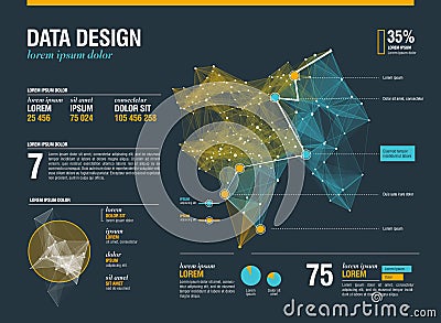 Futuristic infographic. Information aesthetic design. Complex data threads graphic visualization. Abstract data graph Vector Illustration
