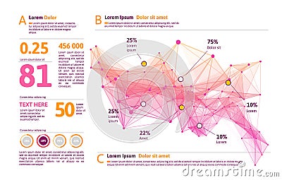 Futuristic infographic. Information aesthetic design. Complex data threads graphic visualization. Abstract data graph Cartoon Illustration