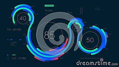 Futuristic infographics Intelligent technology hud dashboard, virtual binary big data stream, vector illustration Vector Illustration
