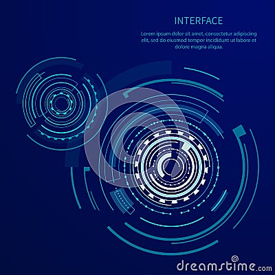 Futuristic Interface With Many Geometric Shapes Vector Illustration