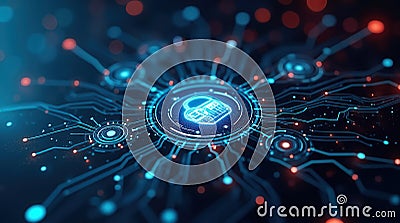 Futuristic interface showcasing advanced tech security protocols Stock Photo