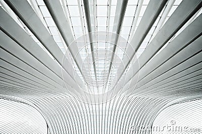 Futuristic interior with concrete arches in perspe Stock Photo