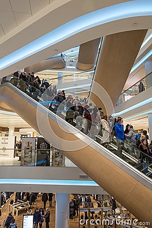 Futuristic interior renovated shopping center Editorial Stock Photo