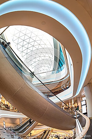 Futuristic interior renovated shopping center Editorial Stock Photo