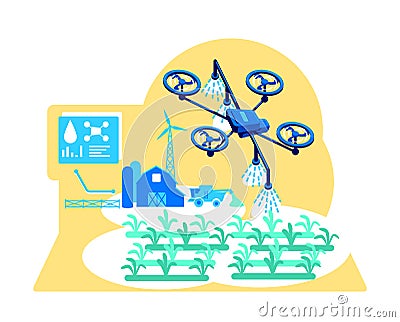 Futuristic irrigation flat concept vector illustration Vector Illustration