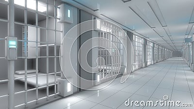 Futuristic jail corridor Stock Photo